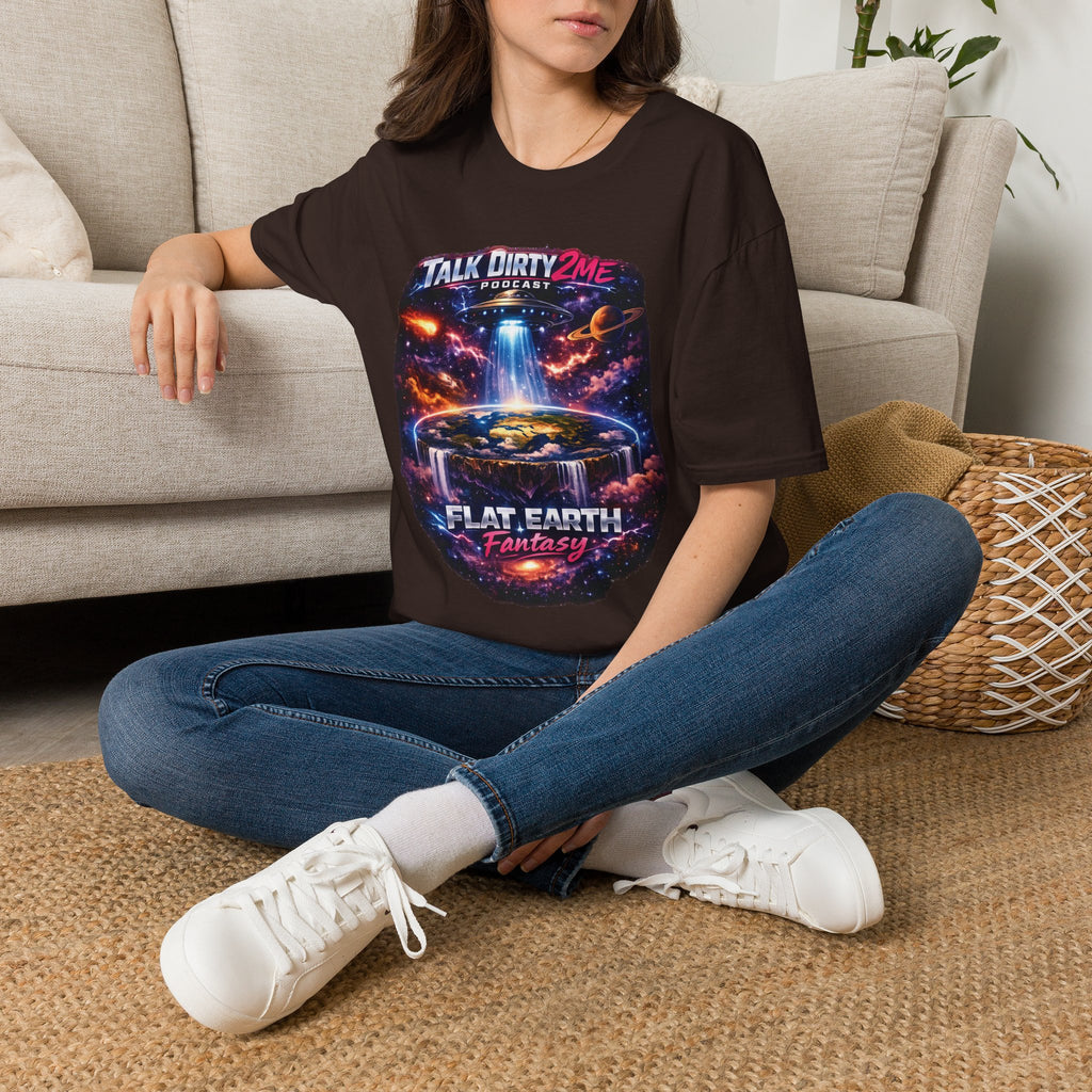 Talk Dirty 2 Me Podcast T‑Shirt — Flat Earth Fantasy Graphic Tee