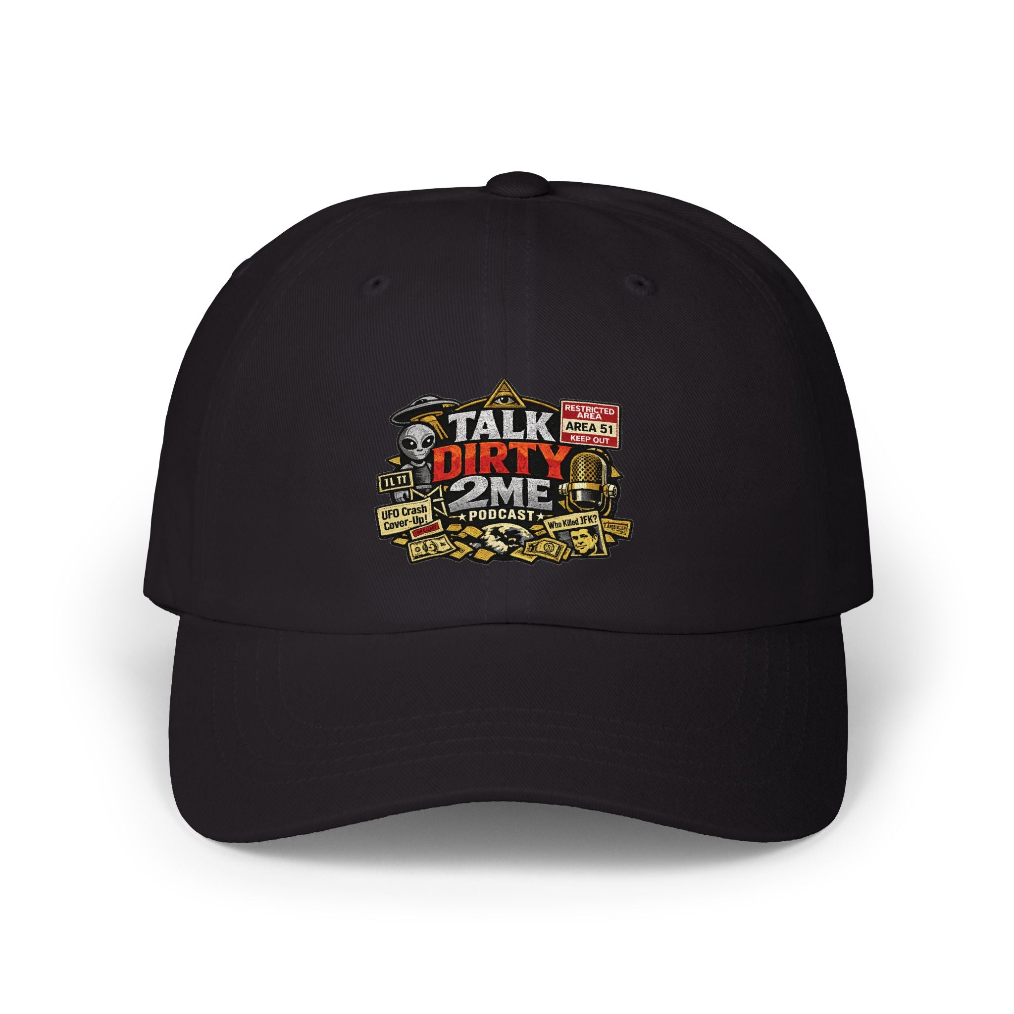 Camo 'Talk Dirty' Dad Cap - Vintage Podcast Logo Baseball Hat