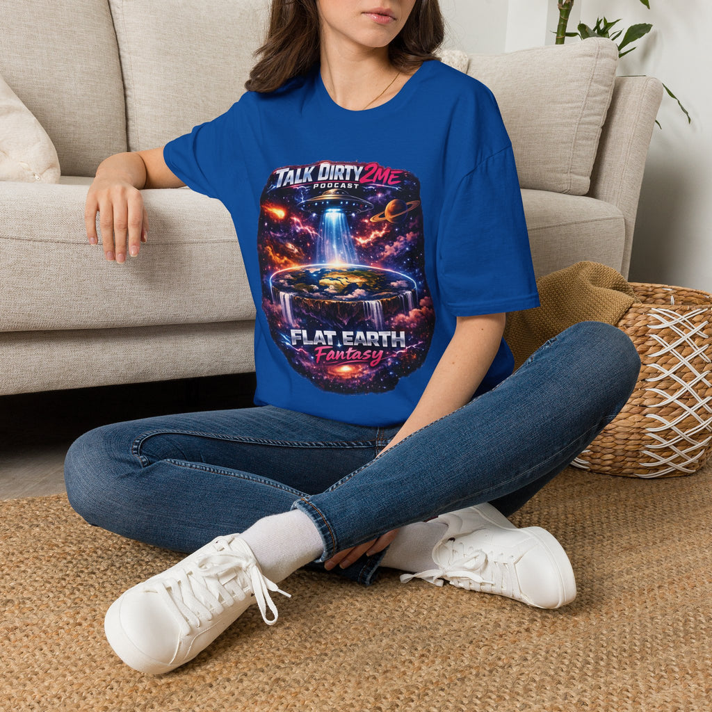 Talk Dirty 2 Me Podcast T‑Shirt — Flat Earth Fantasy Graphic Tee