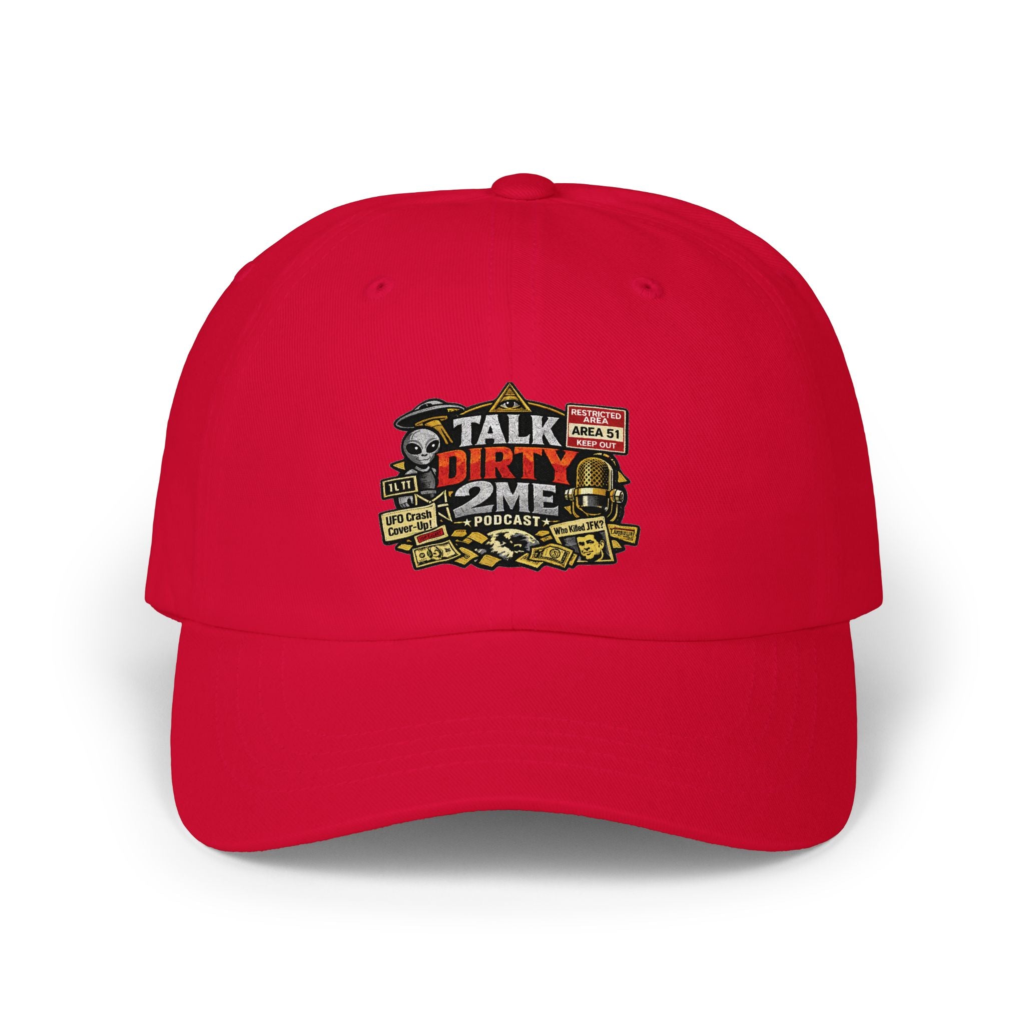 Camo 'Talk Dirty' Dad Cap - Vintage Podcast Logo Baseball Hat