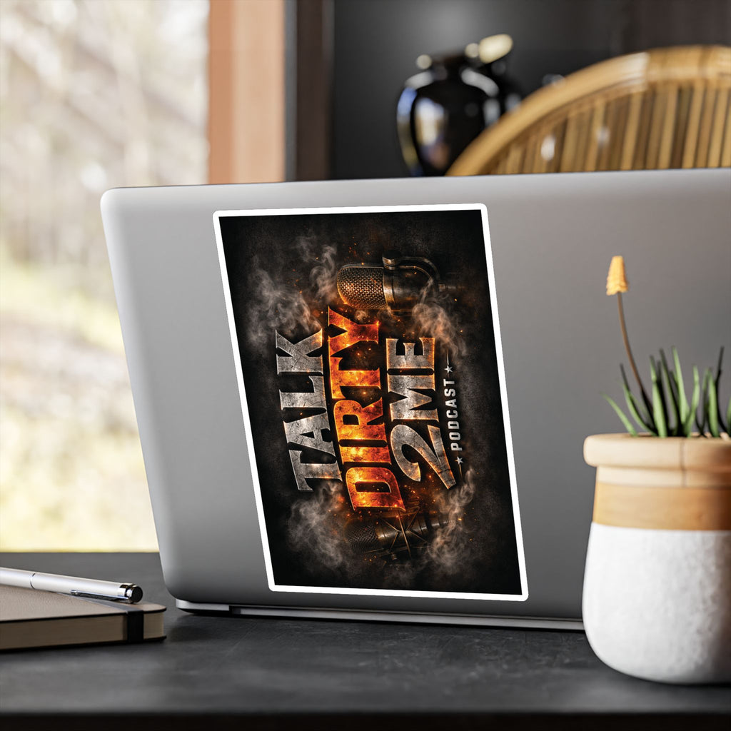 Talk Dirty 2 Me Podcast Kiss-Cut Vinyl Decal — Smoky Microphone Logo Sticker