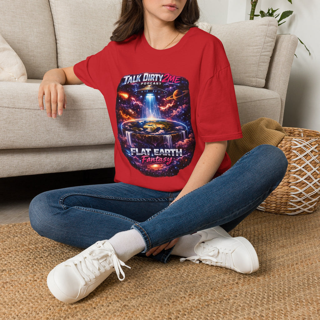 Talk Dirty 2 Me Podcast T‑Shirt — Flat Earth Fantasy Graphic Tee