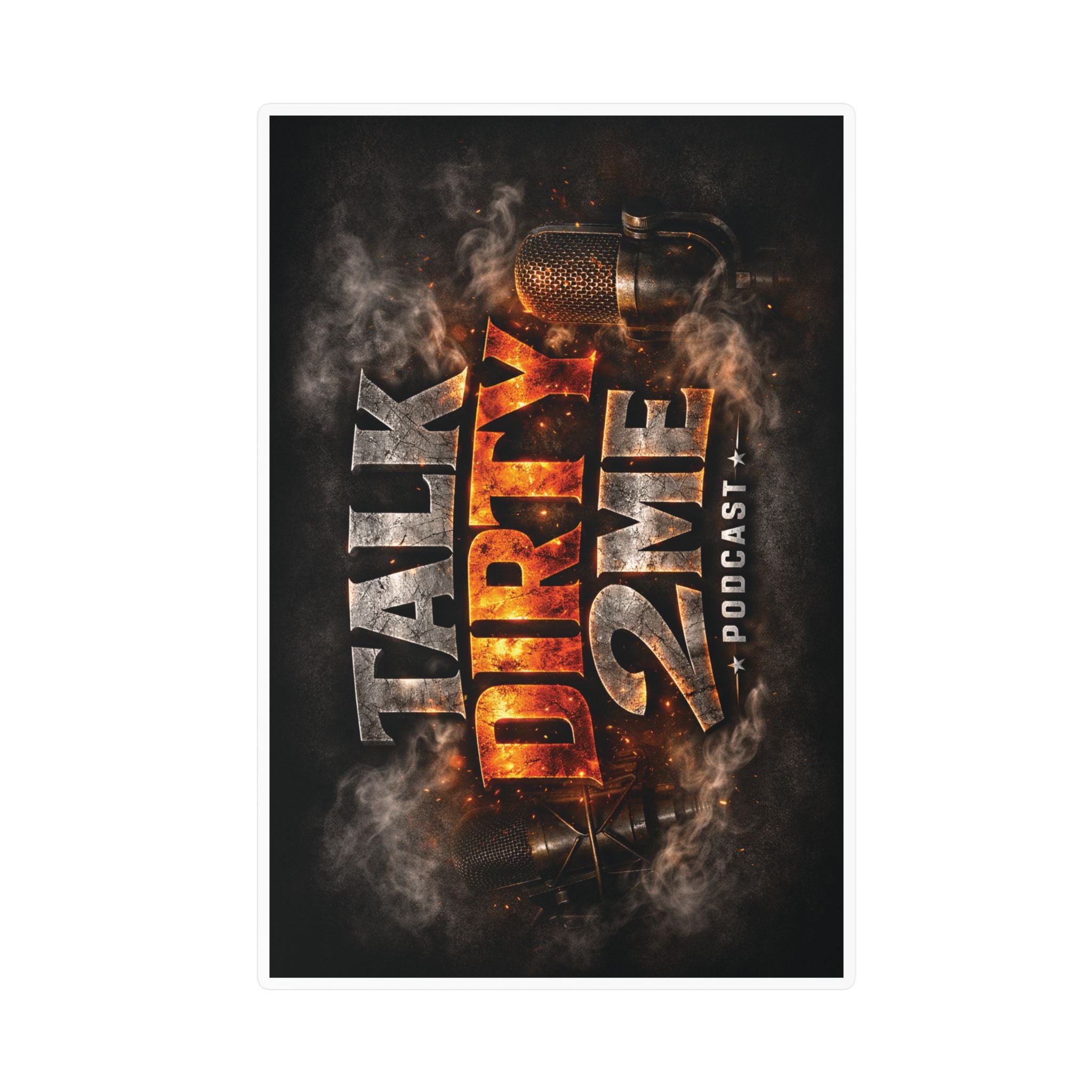 Talk Dirty 2 Me Podcast Kiss-Cut Vinyl Decal — Smoky Microphone Logo Sticker