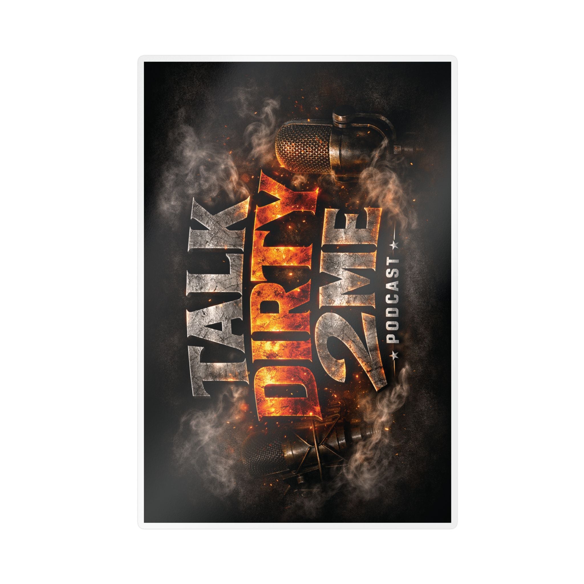 Talk Dirty 2 Me Podcast Kiss-Cut Vinyl Decal — Smoky Microphone Logo Sticker