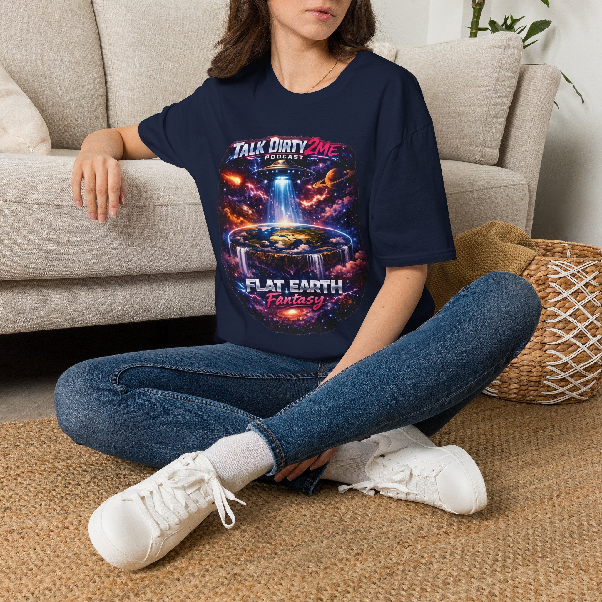 Talk Dirty 2 Me Podcast T‑Shirt — Flat Earth Fantasy Graphic Tee
