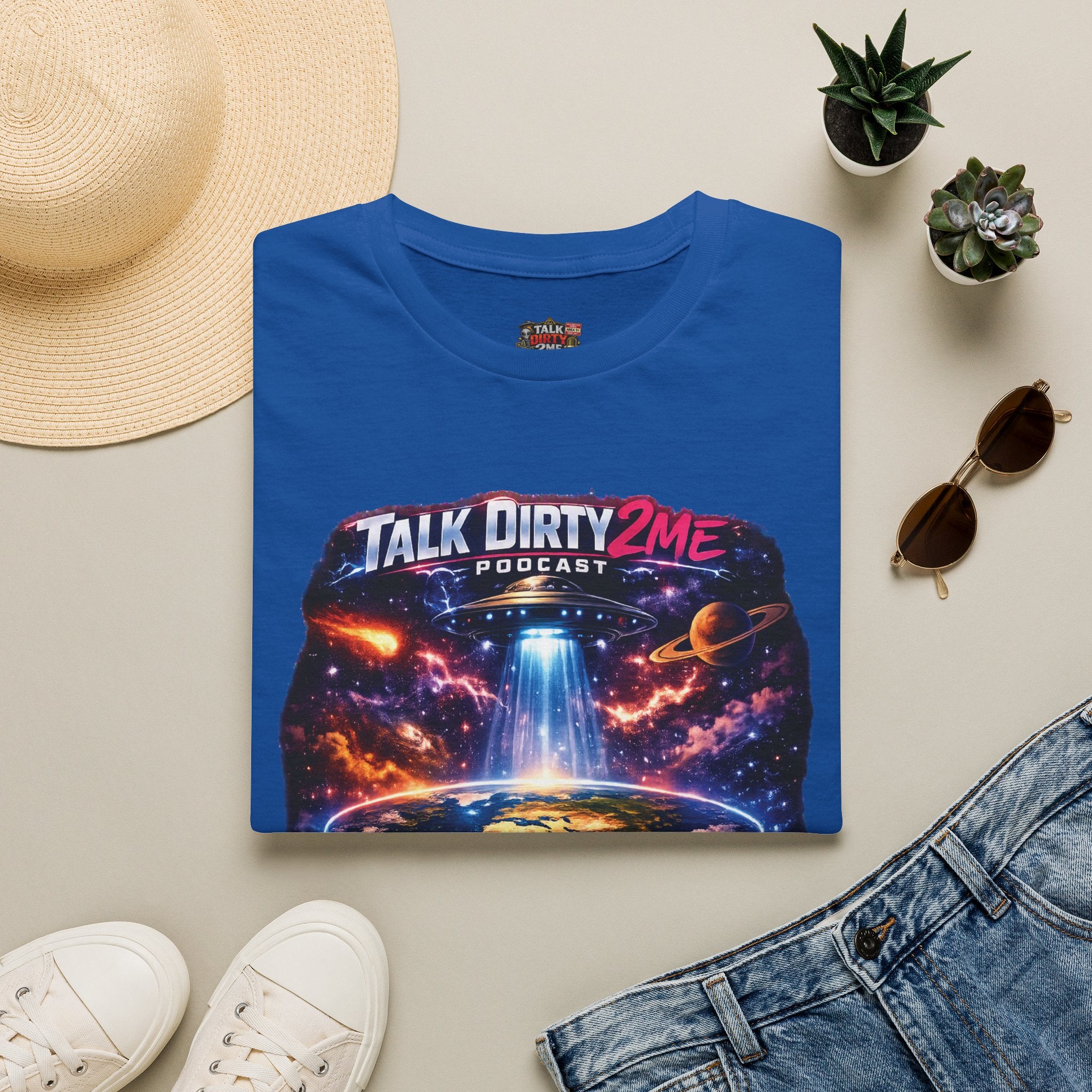 Talk Dirty 2 Me Podcast T‑Shirt — Flat Earth Fantasy Graphic Tee
